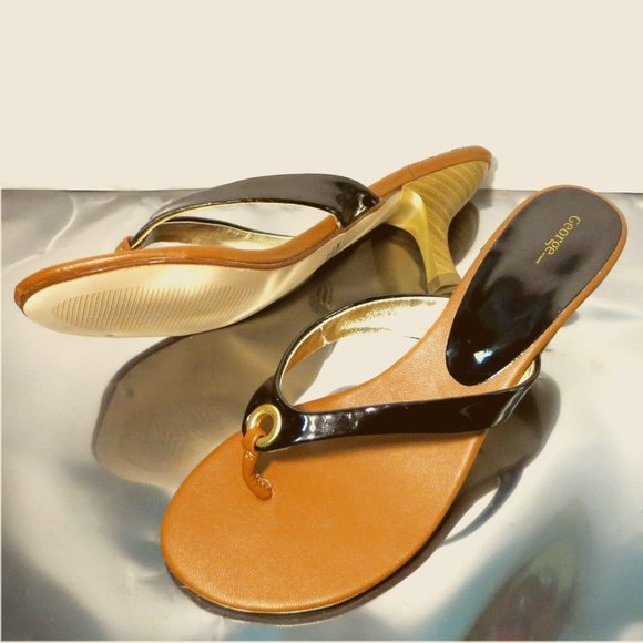 NEW GEORGE TM/MC Model: Nicole, Brown/Black Heels Sandals US Size 7.5 - Picture 7 of 13